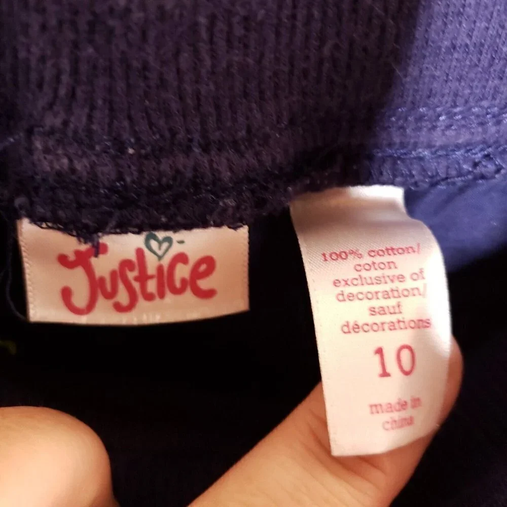 Justice Girls Navy Capri Pants Lime Green Trim 10